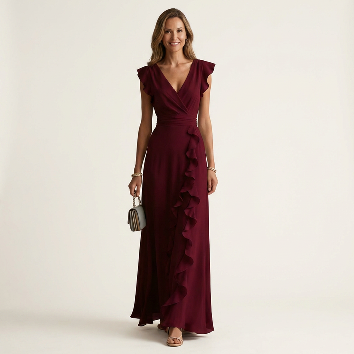 Nellyana | Vestido Maxi Envolvente con Volantes
