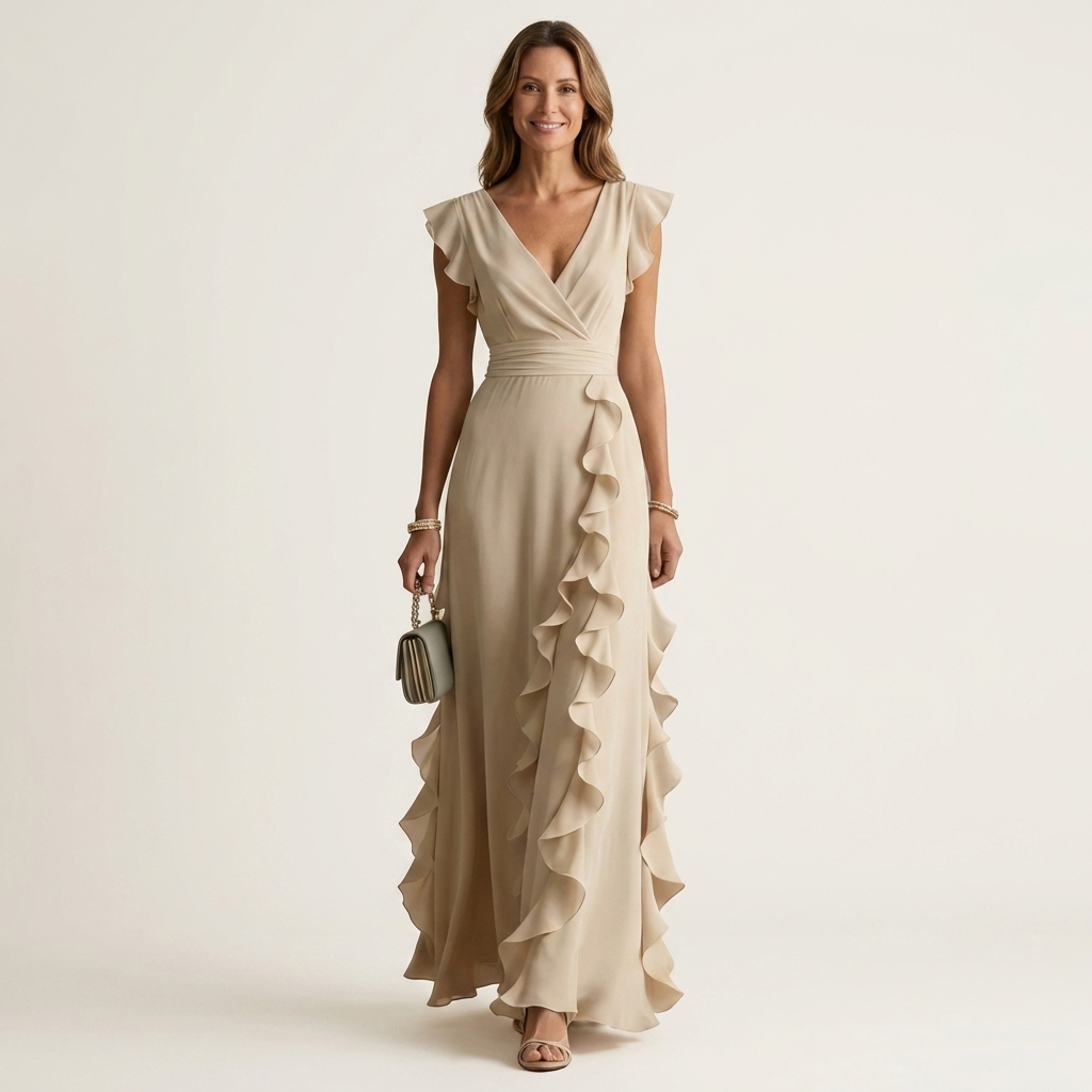 Nellyana | Vestido Maxi Envolvente con Volantes
