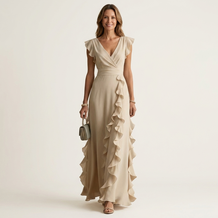 Nellyana | Vestido Maxi Envolvente con Volantes