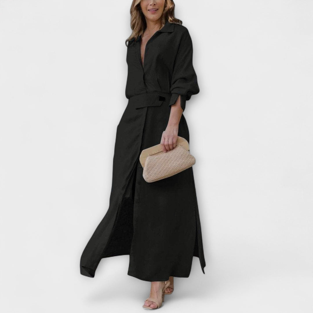Jeanette - Vestido maxi con escote en V