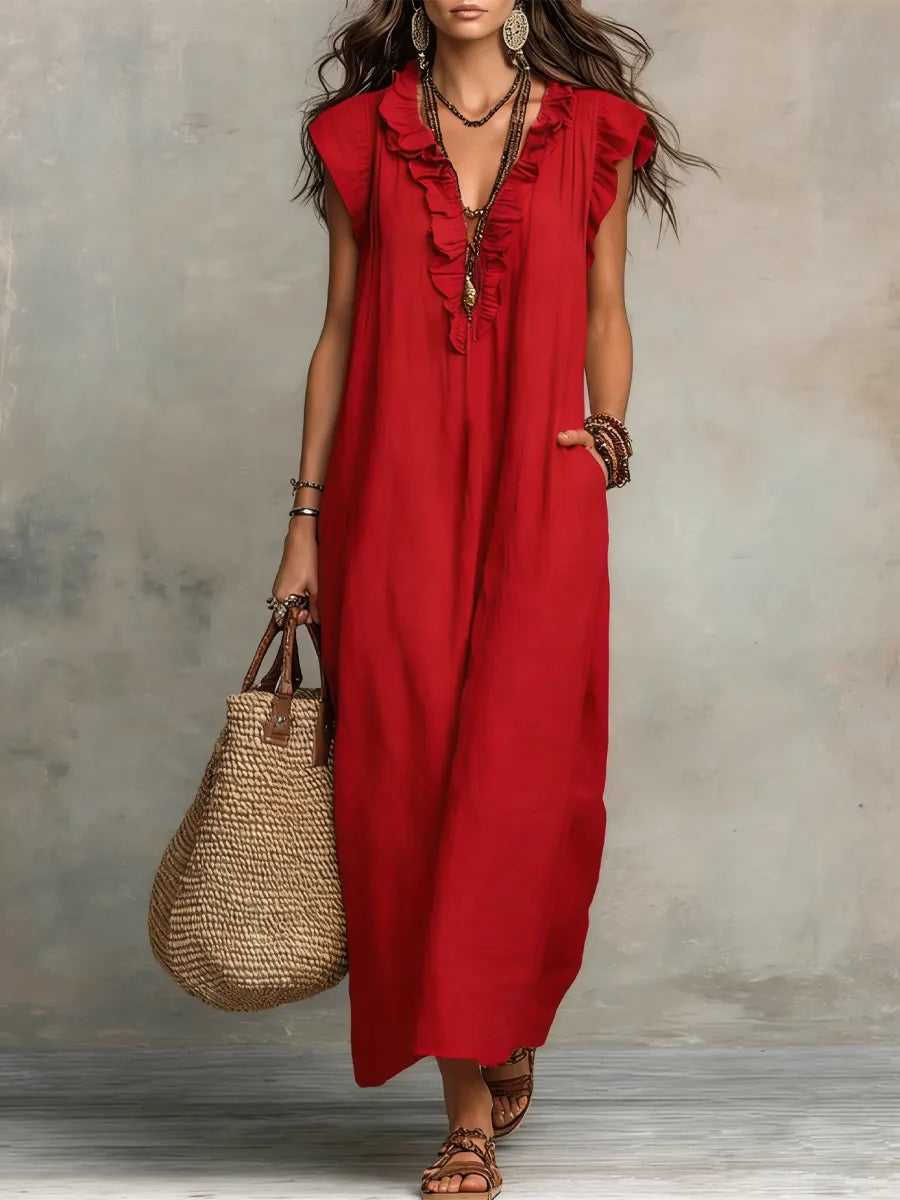 Camelia | Vestido Largo Bohemio de Lino y Algodón