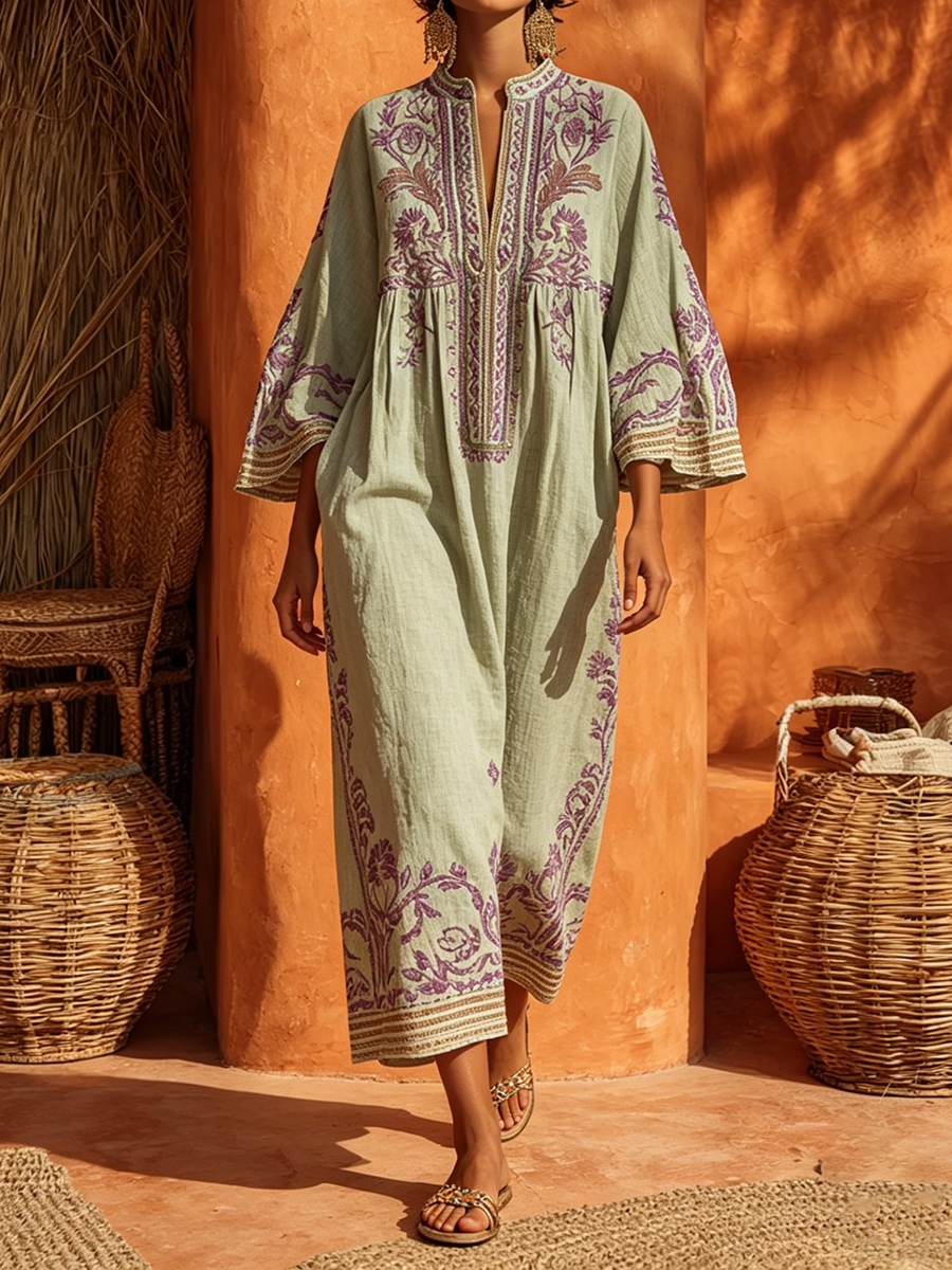 Celestina | Vestido Boho Bordado con Encanto Mediterráneo