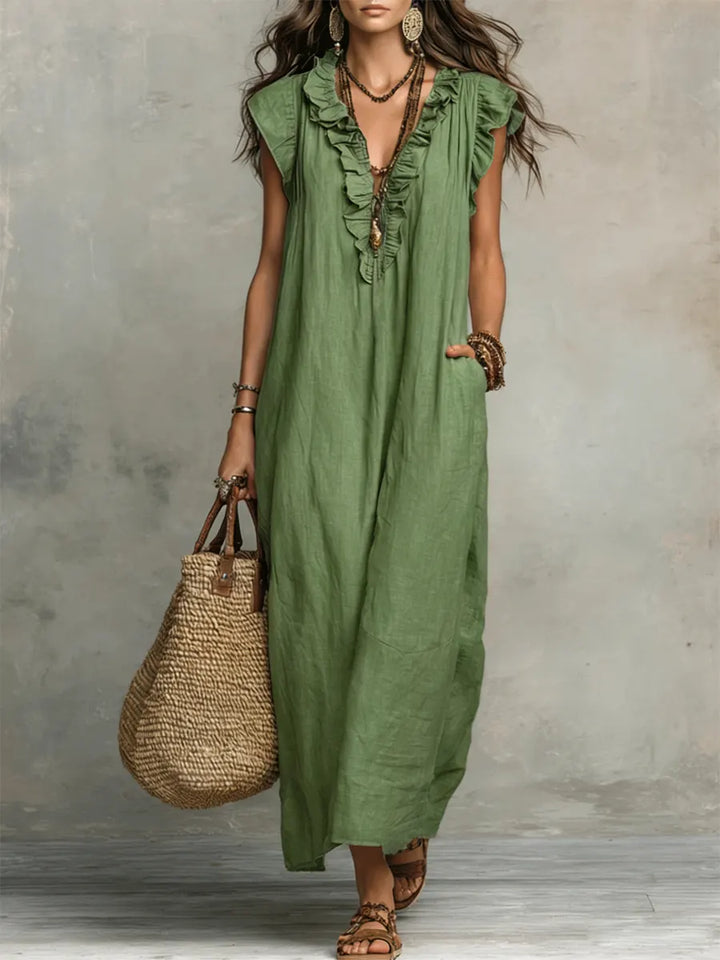 Camelia | Vestido Largo Bohemio de Lino y Algodón