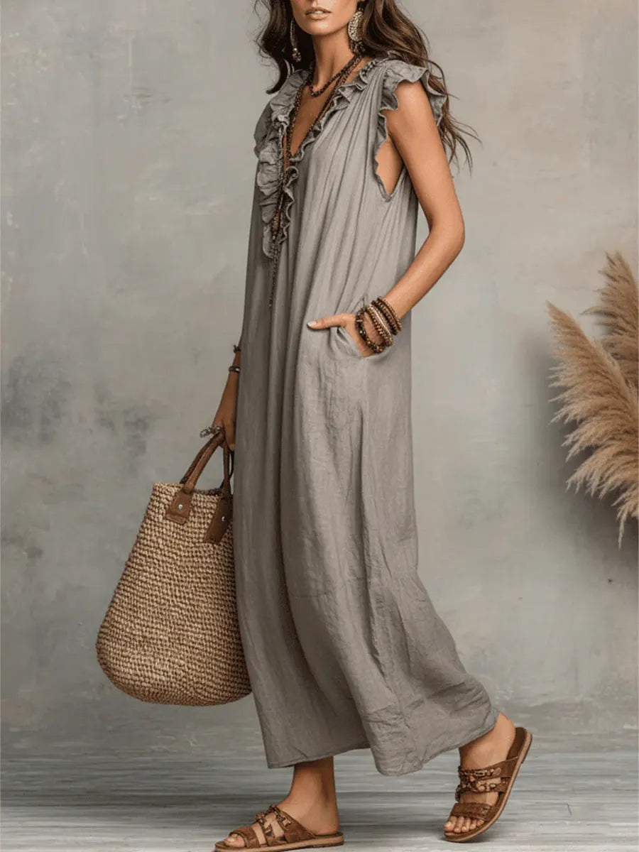 Camelia | Vestido Largo Bohemio de Lino y Algodón