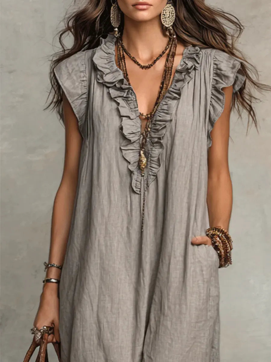 Camelia | Vestido Largo Bohemio de Lino y Algodón